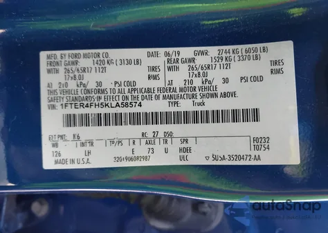 2019 Ford Ranger Xl from USA, damaged, VIN 1FTER4FH5KLA58574